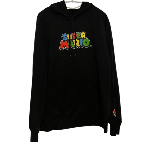 Super Mario Brothers Men’s Black Pullover Sweatshirt Hoodie Size Large - Picture 2 of 6